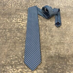 CHARVET PLACE VENDOME SILK TIE BLUE AND WHITE